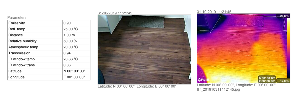 underfloor heating thermal image before and after