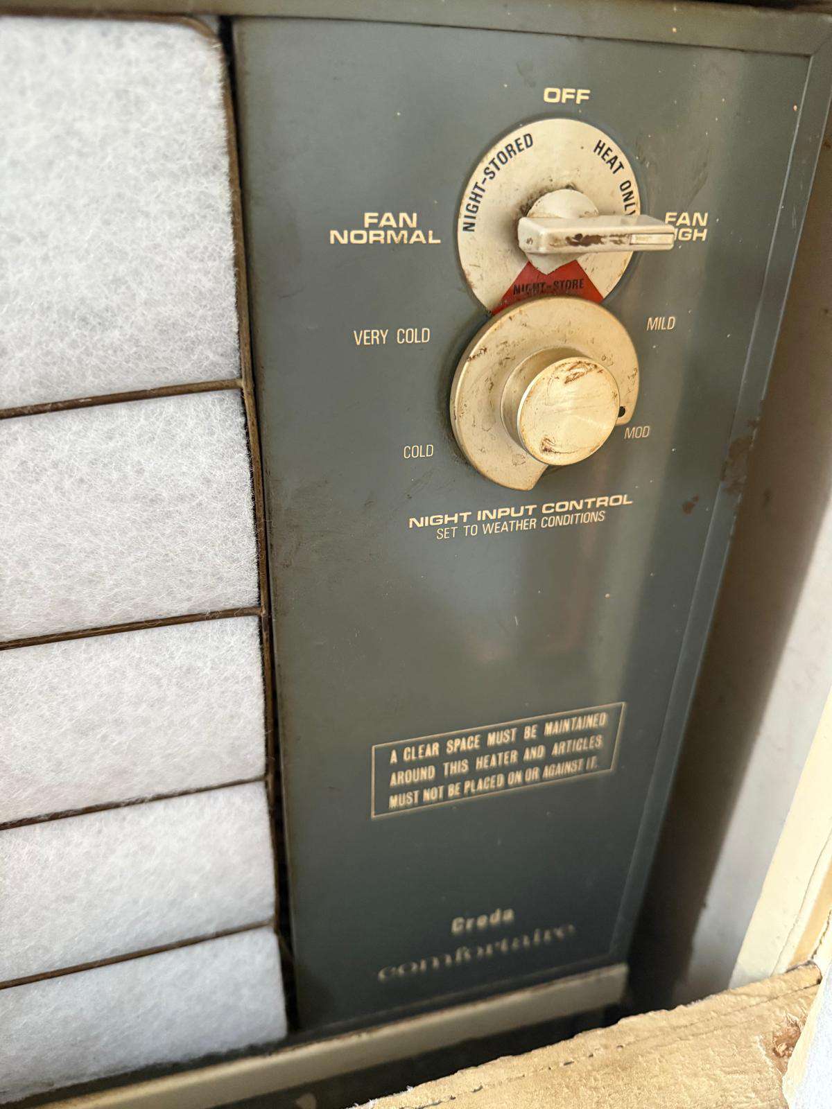 vintage night storage heater repair controls